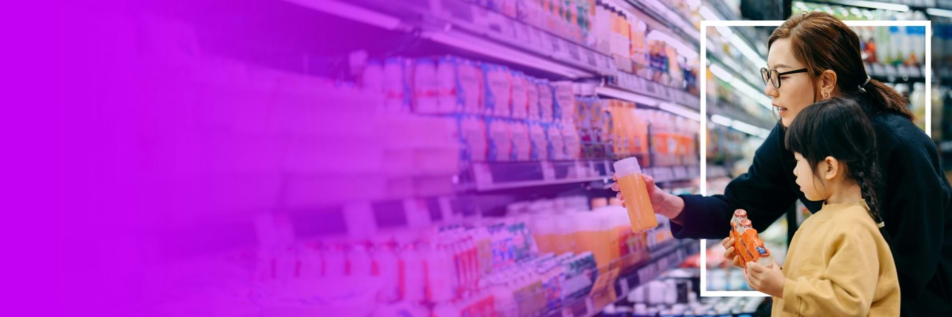 woman and child in grocery store