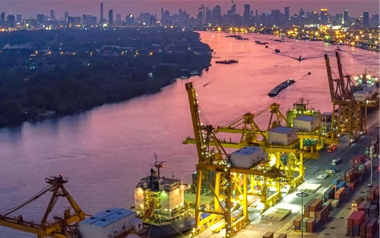 bird's eye view of sea port