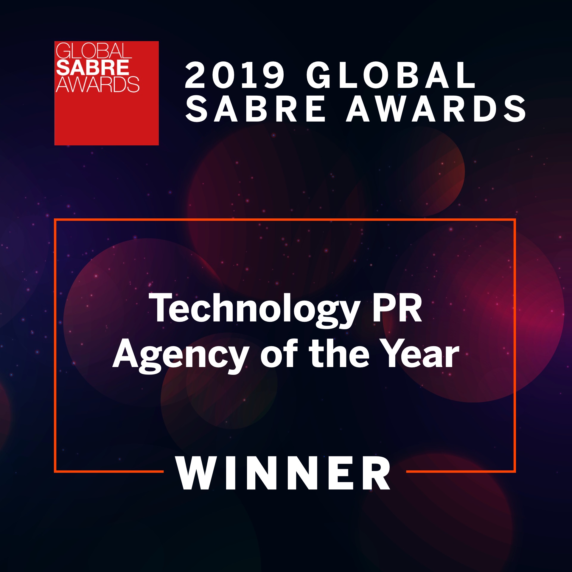 2019 Global SABRE Awards Technology PR Agency of the Year Winner